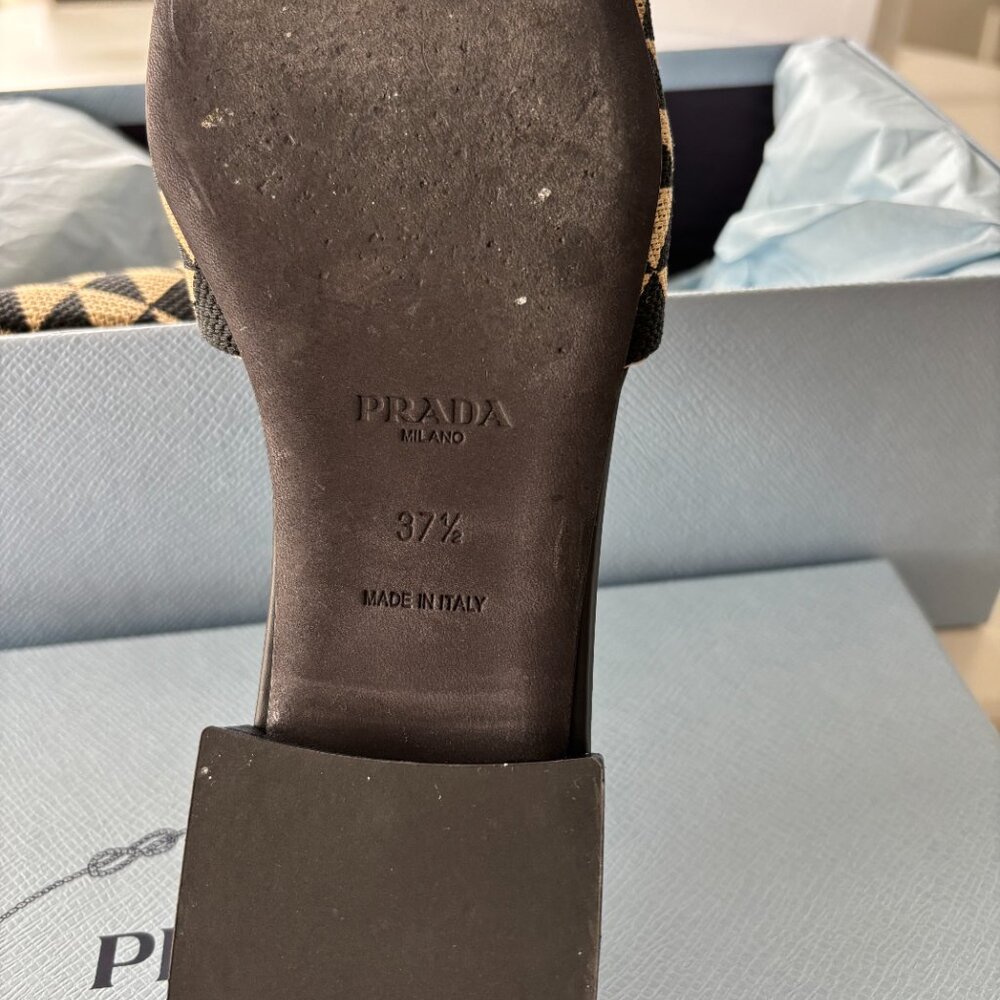 Prada Embroidered Black Fabric Sandals - Picture 2 of 2